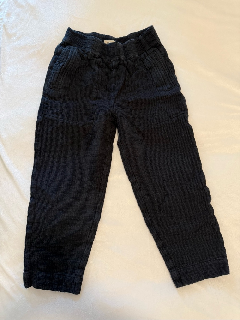 Madewell - Black Textured Cropped 100% Cotton Ankle Pants
